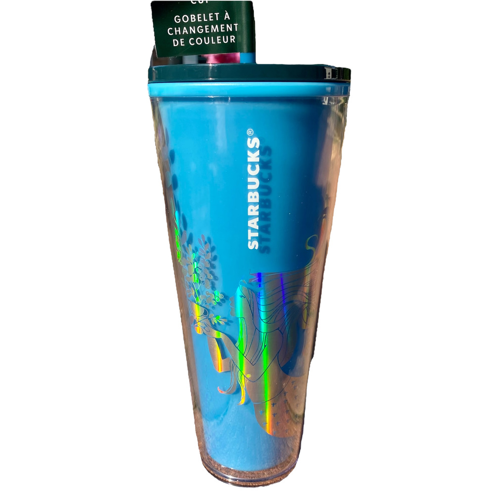 🖤 Starbucks Siren Tumbler Color Change Cold Cup Blue Christmas 2021 24oz 🖤 - Picture 4 of 12